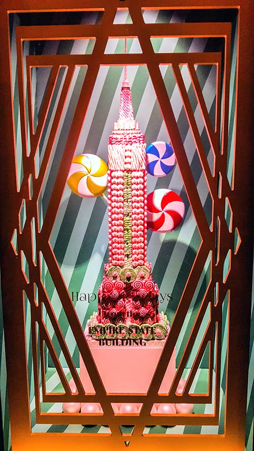 Empire State Building Sculpture made of Christmas Candies in New York City