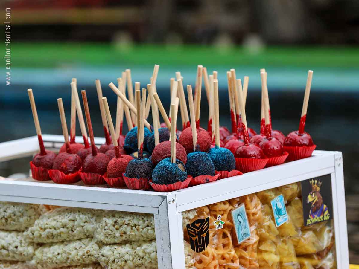 Snacks and Caramel Apples in Xochimilco Mexico City